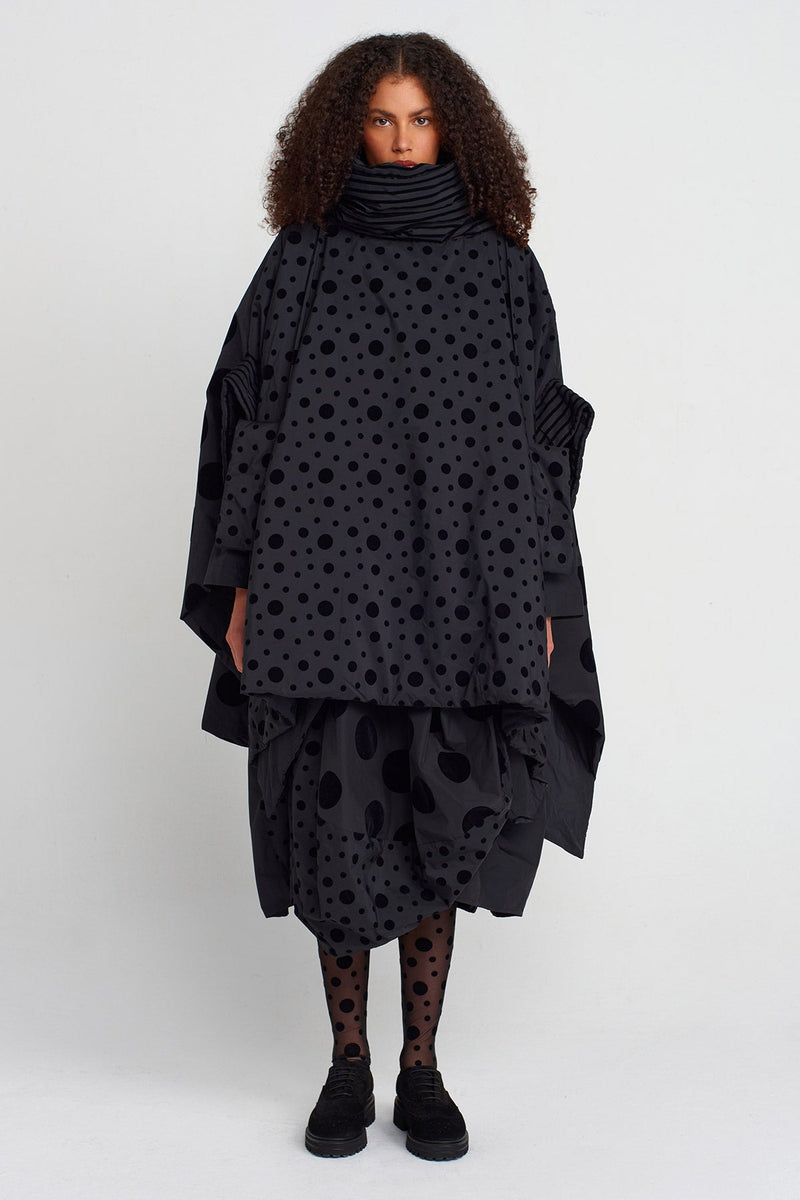Nu Velvet Polka-Dot Padded Oversized Jacket Multi Color