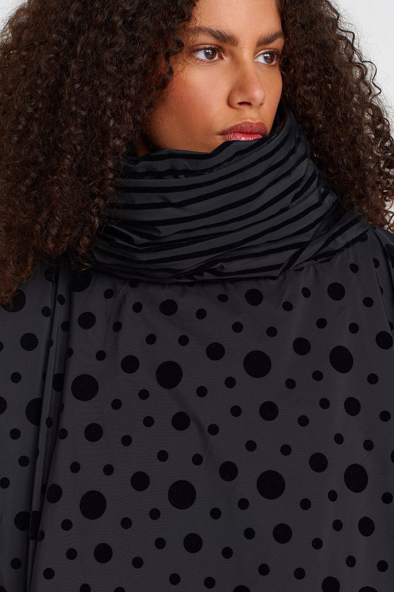 Nu Velvet Polka-Dot Padded Oversized Jacket Multi Color