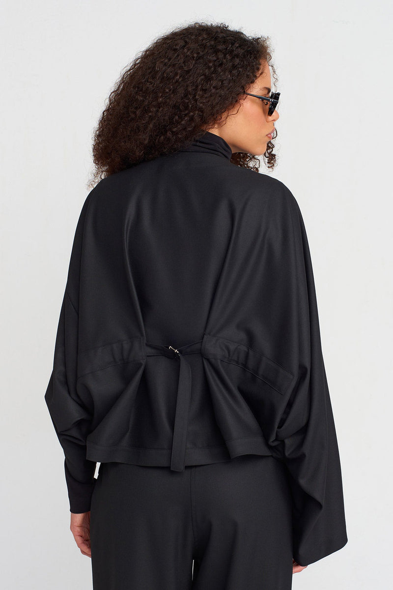 Nu Color Block Wrap Collar Blazer Natural/Black