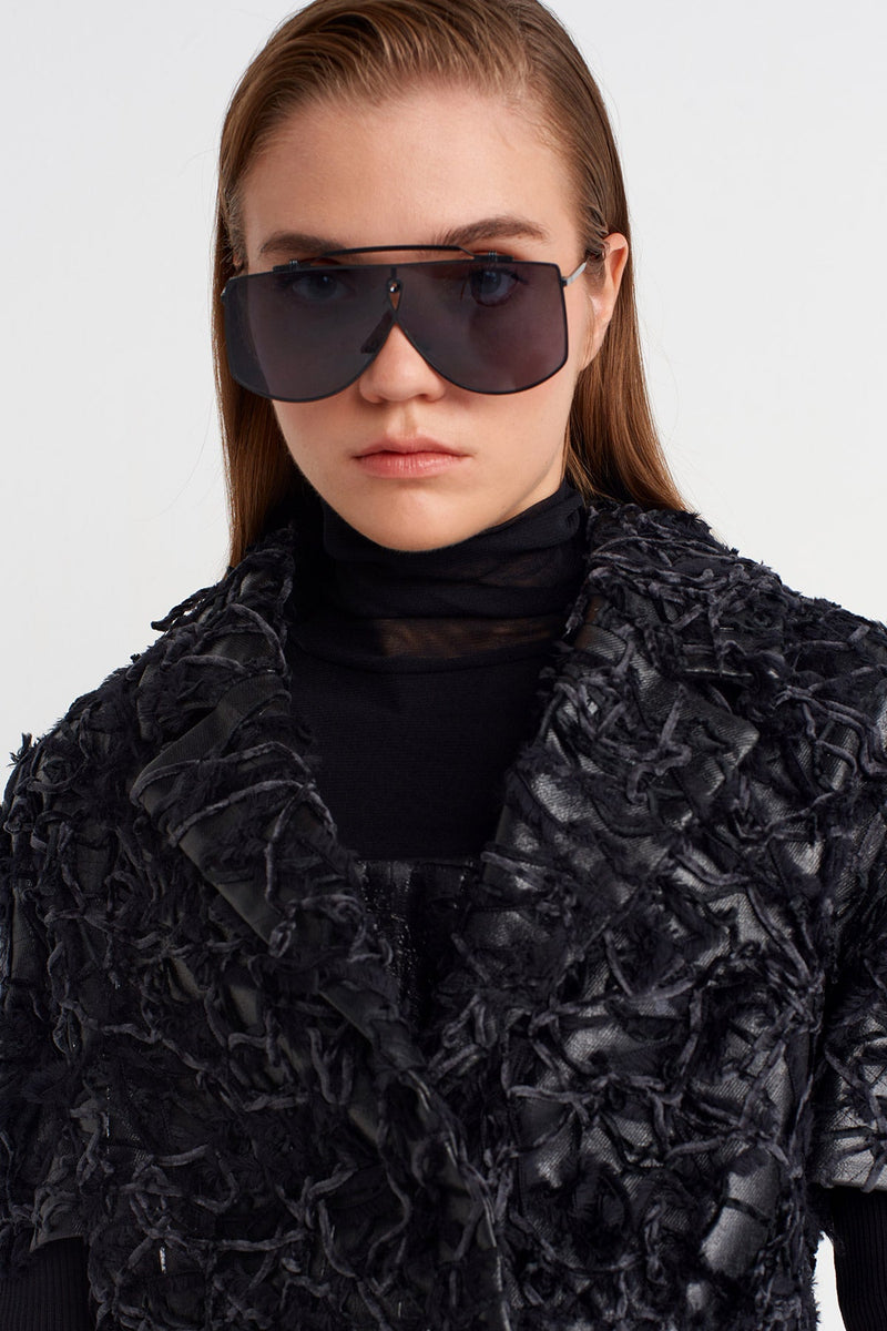 Nu Textured Crop Jacket Black