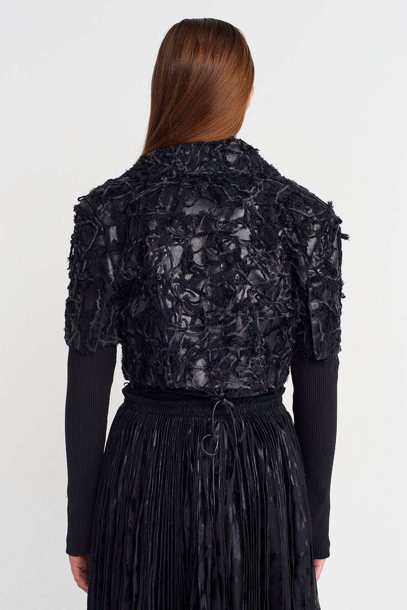 Nu Textured Crop Jacket Black