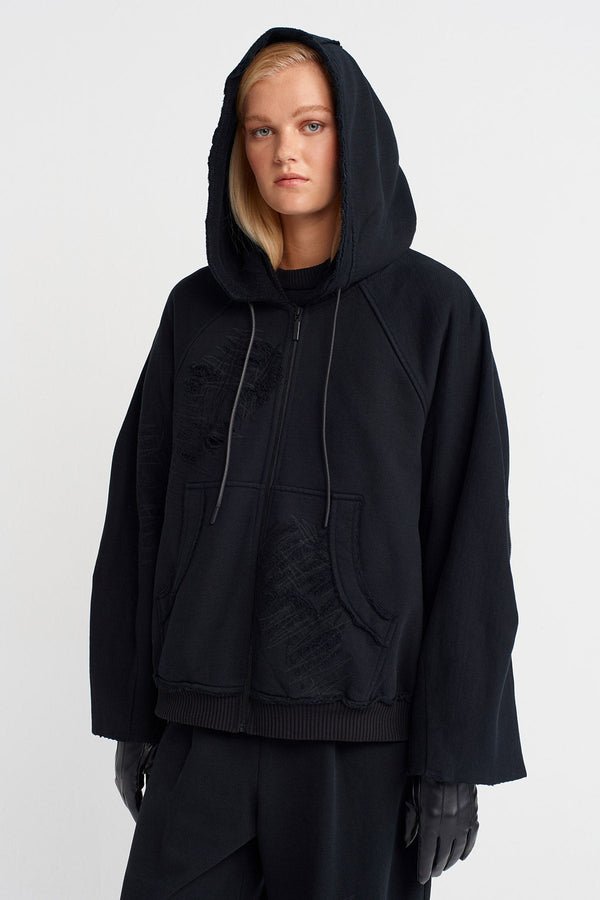 Nu Textured Oversized Sweatshirt Black