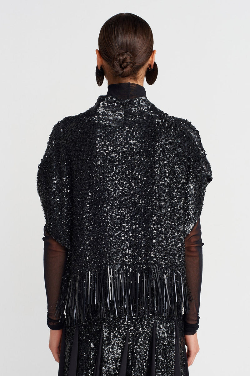 Nu Elegant Sequin-Embroidered Jacket Black