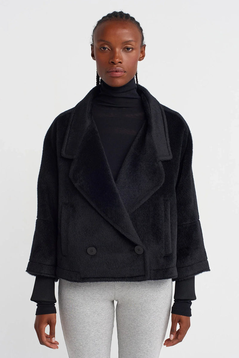 Nu Fuzzy Short Blazer Jacket Black