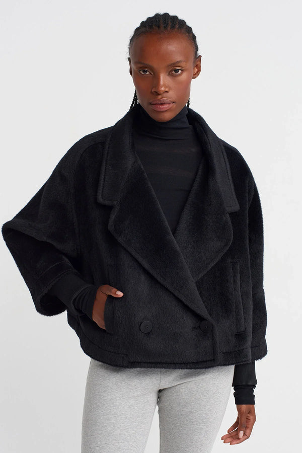 Nu Fuzzy Short Blazer Jacket Black