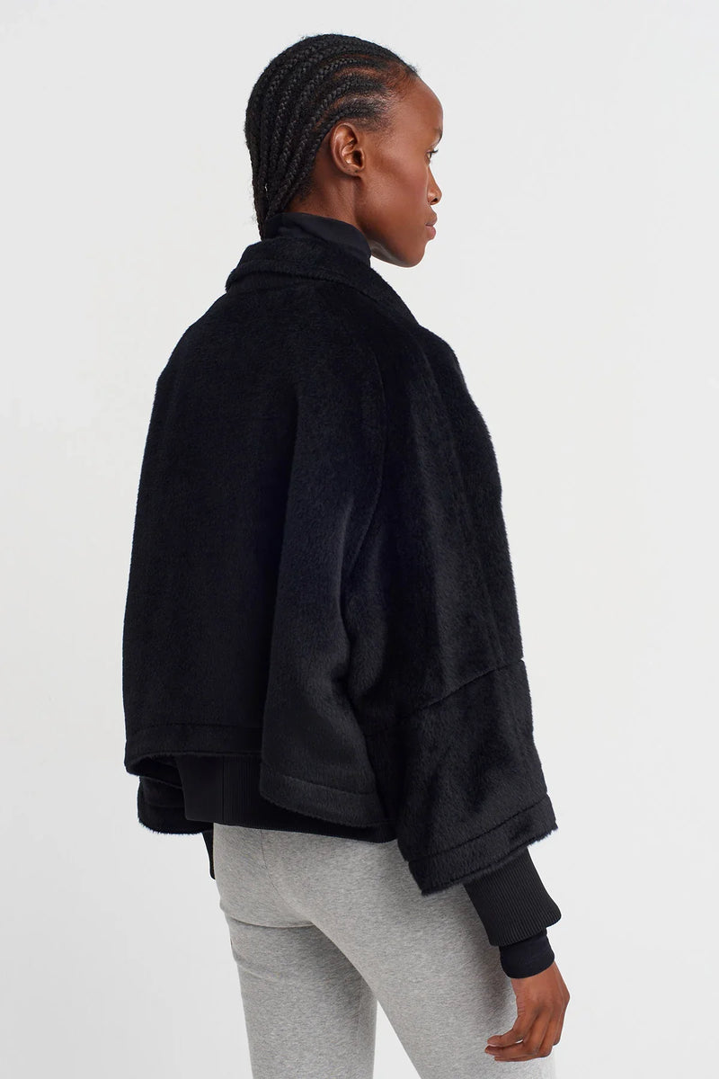 Nu Fuzzy Short Blazer Jacket Black