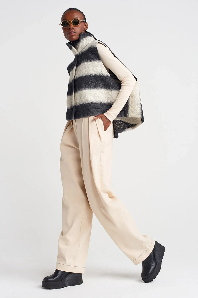 Nu Oversized Bold Stripe Vest Black Combo