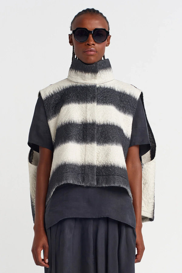 Nu Oversized Bold Stripe Vest Black Combo