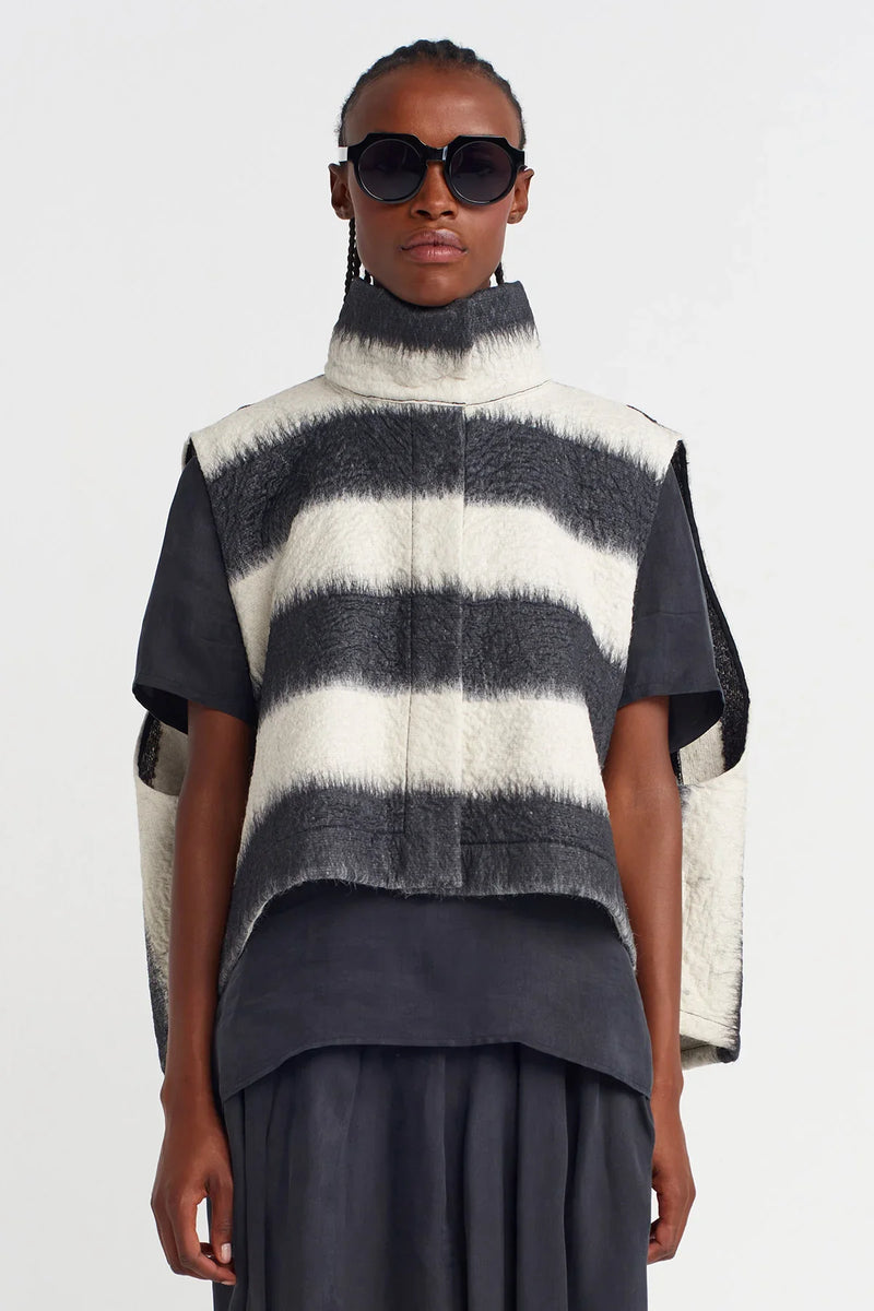 Nu Oversized Bold Stripe Vest Black Combo