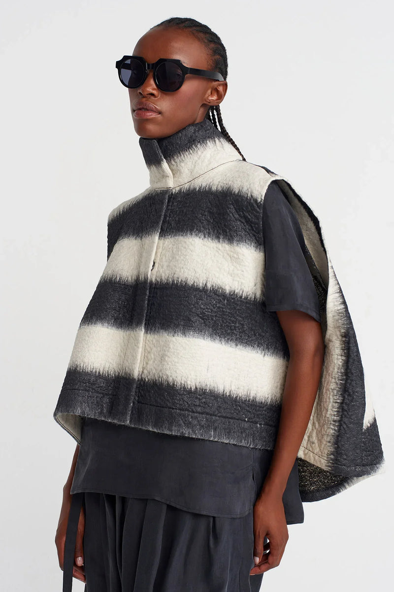 Nu Oversized Bold Stripe Vest Black Combo