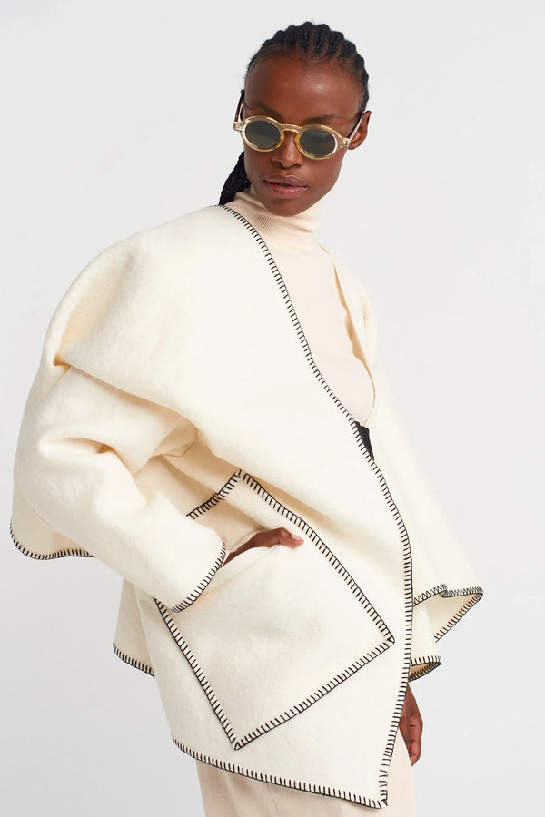 Nu Inner Belted Cape Jacket Natural