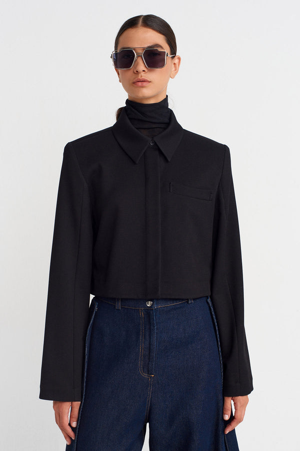 Nu Padded Shirt Jacket  Black