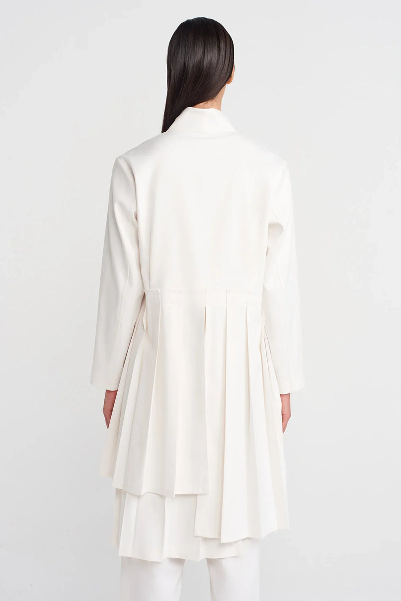 Nu Pleated Long Jacket Off White