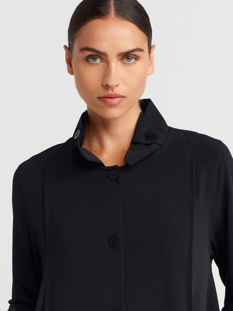 Nu Jersey Cardigan With Mandarin Collar And Pockets Black