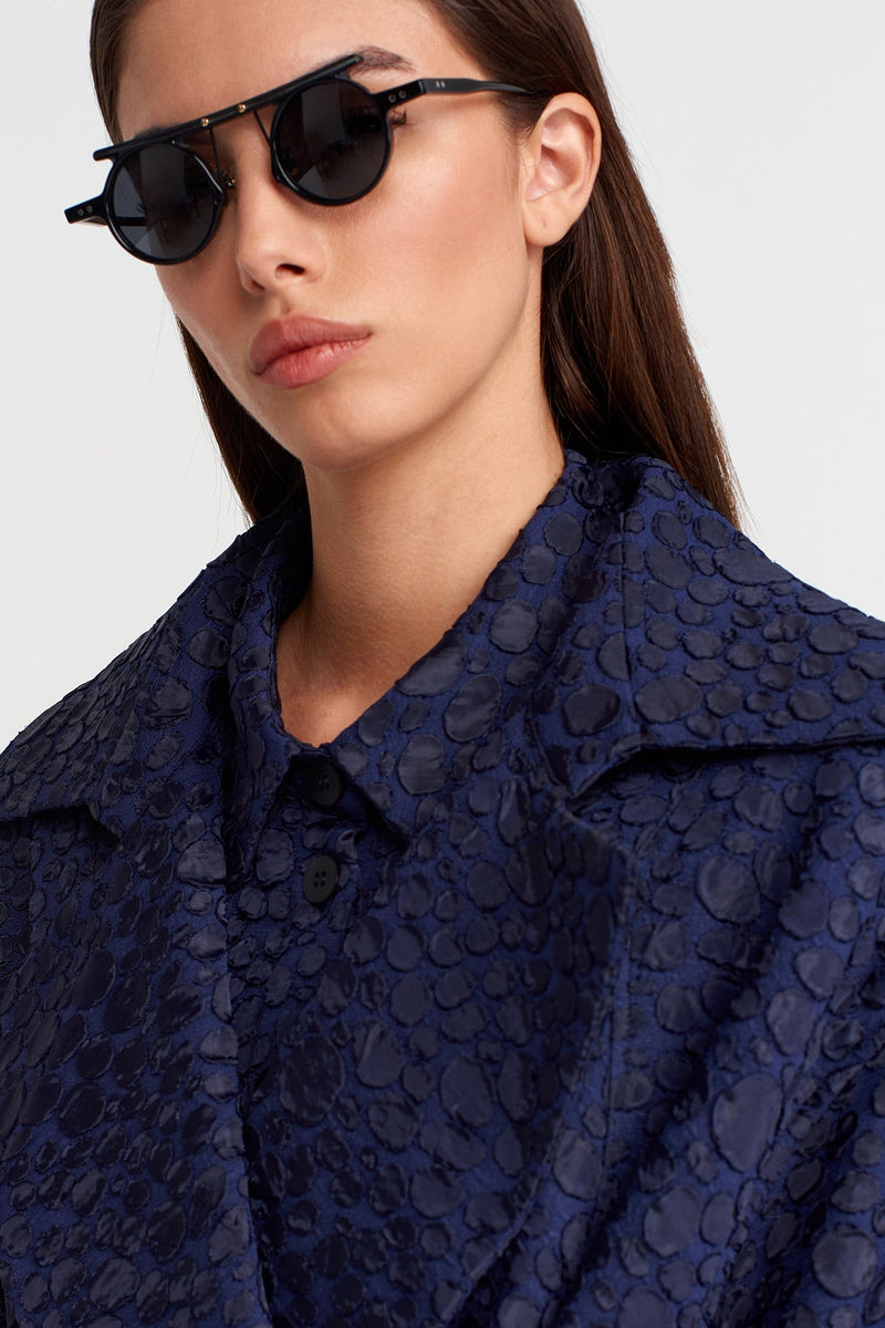 Nu Jacquard Belted Oversize Trench Coat Purple