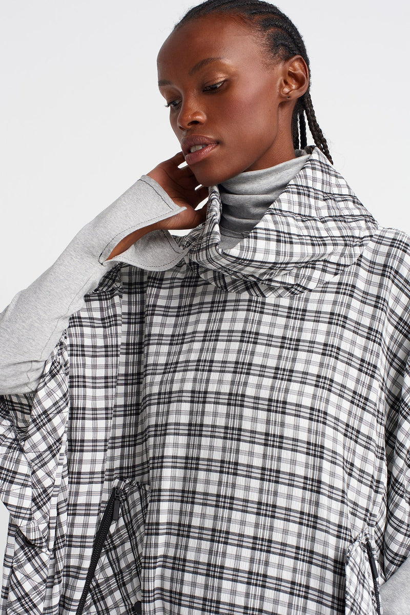 Nu Plaid Kaftan Dress With Large Pocket Detail Black/White