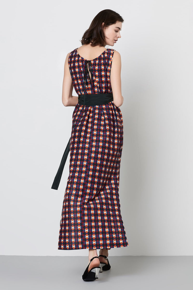 Machka Printed Sleeveless Belted Shift Maxi Dress Multi Color