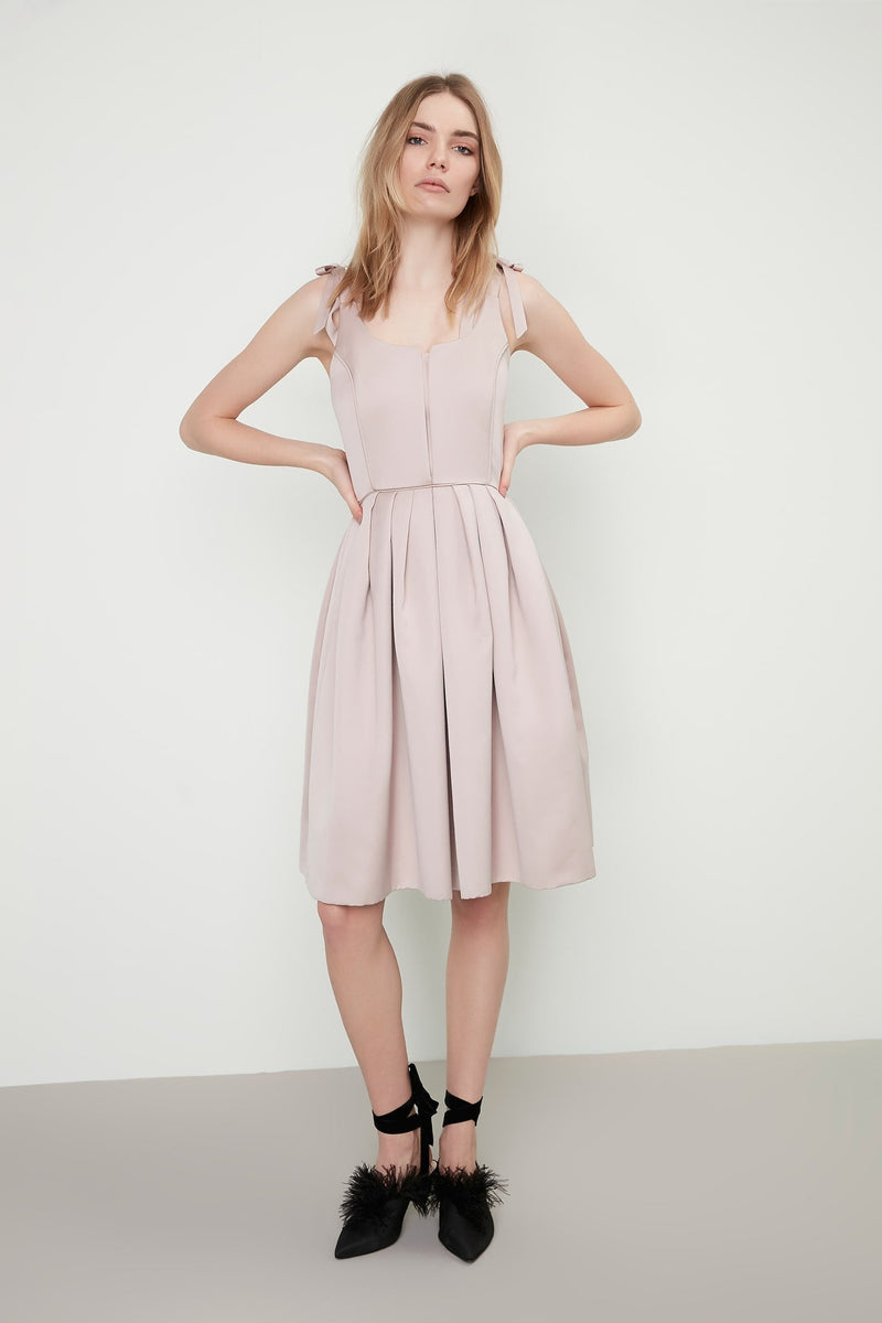 Machka Dress Solid Pleat N/Sl Pink