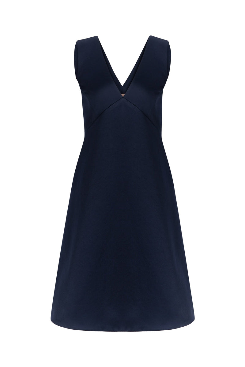 Machka Sleevelees V-Neckline Dress Navy Blue