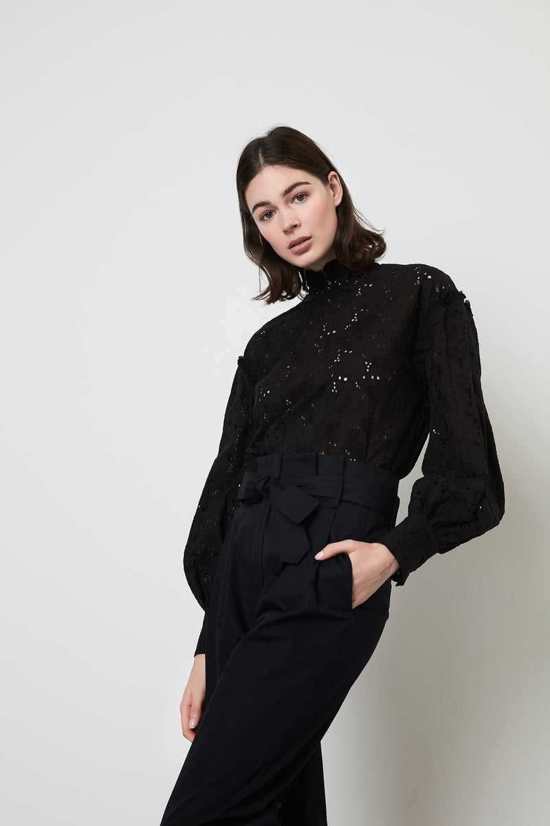 Machka Long Sleeve Turtle Neck Full Lace Blouse Black