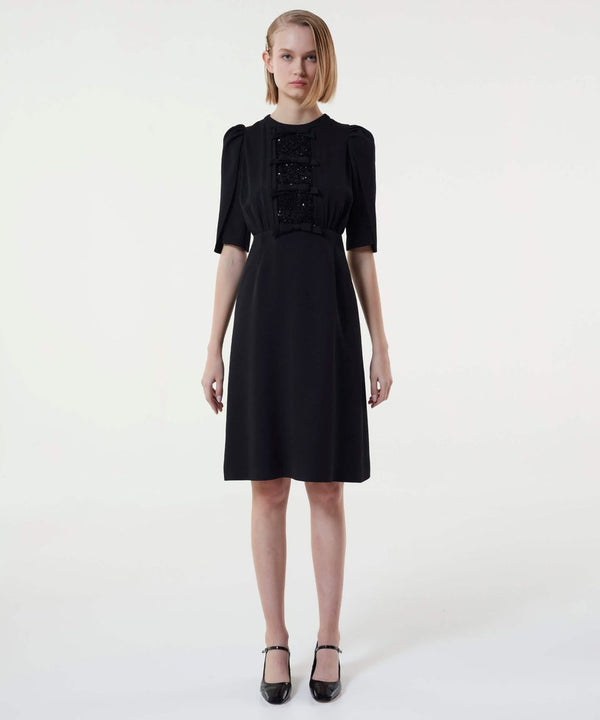 Machka Sleeve Detail Embellished Dress Black