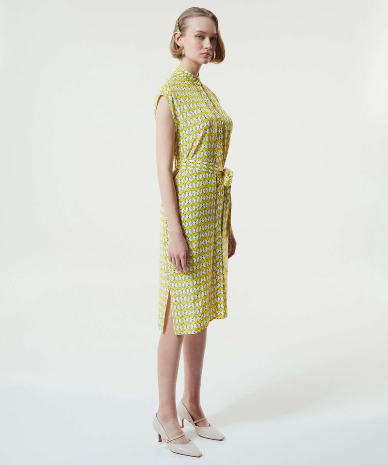 Machka Printed Belted Dress Yellow