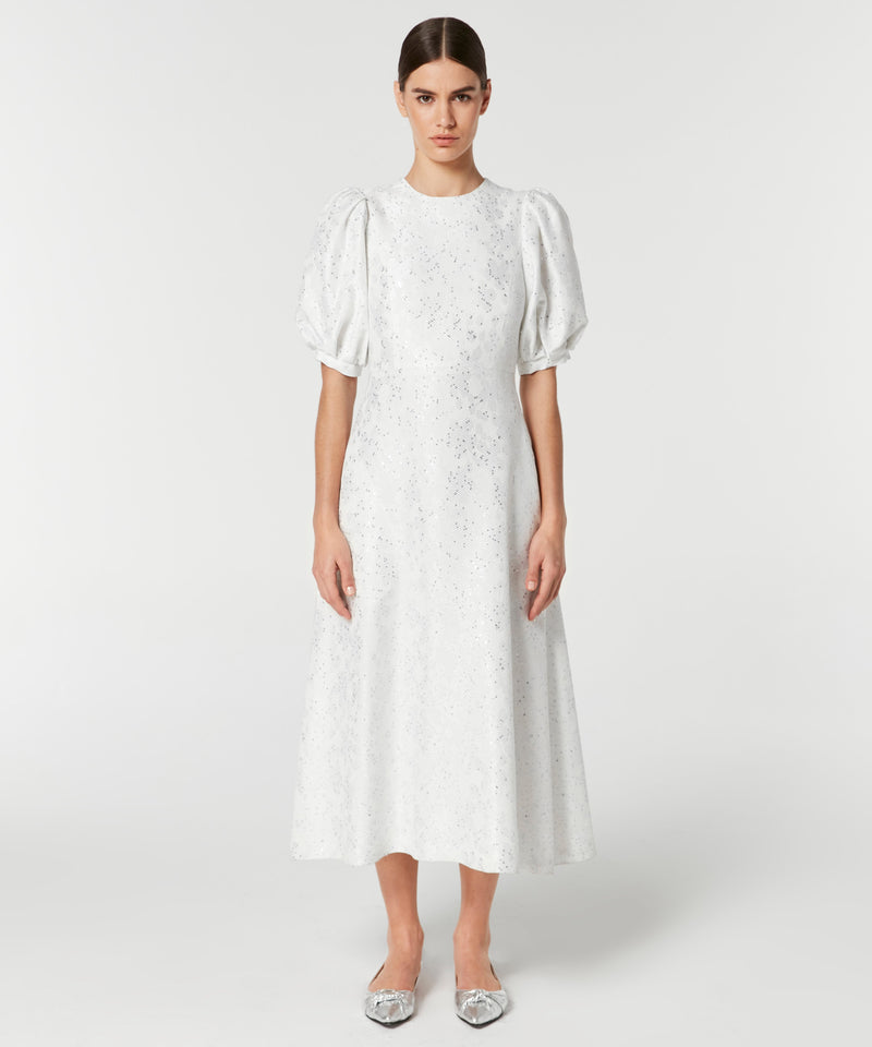 Machka Lurex Balloon Sleeve Dress White