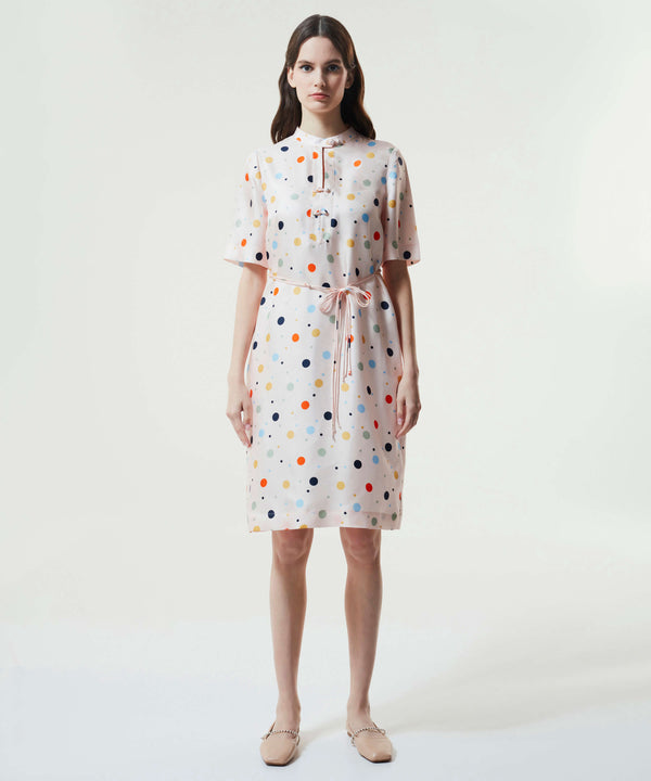 Machka Polka Dot Midi Dress Powder