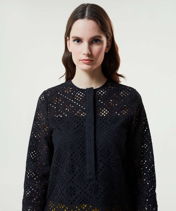 Machka Die Cut Embroidered Blouse Black