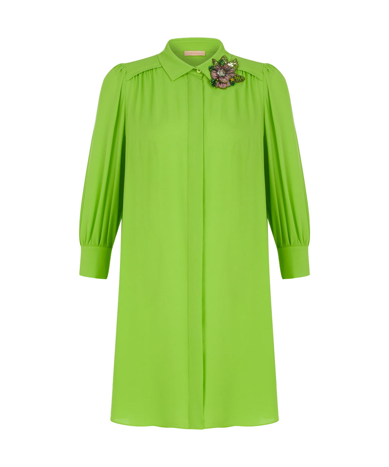 Machka Brooch-Embellished Shirt Green