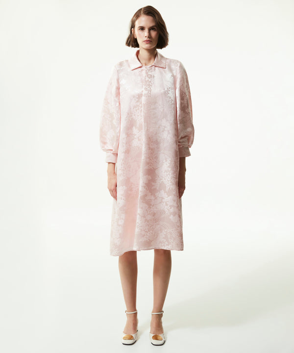 Machka Jacquard Three-Quarter Sleeve Dress Powder