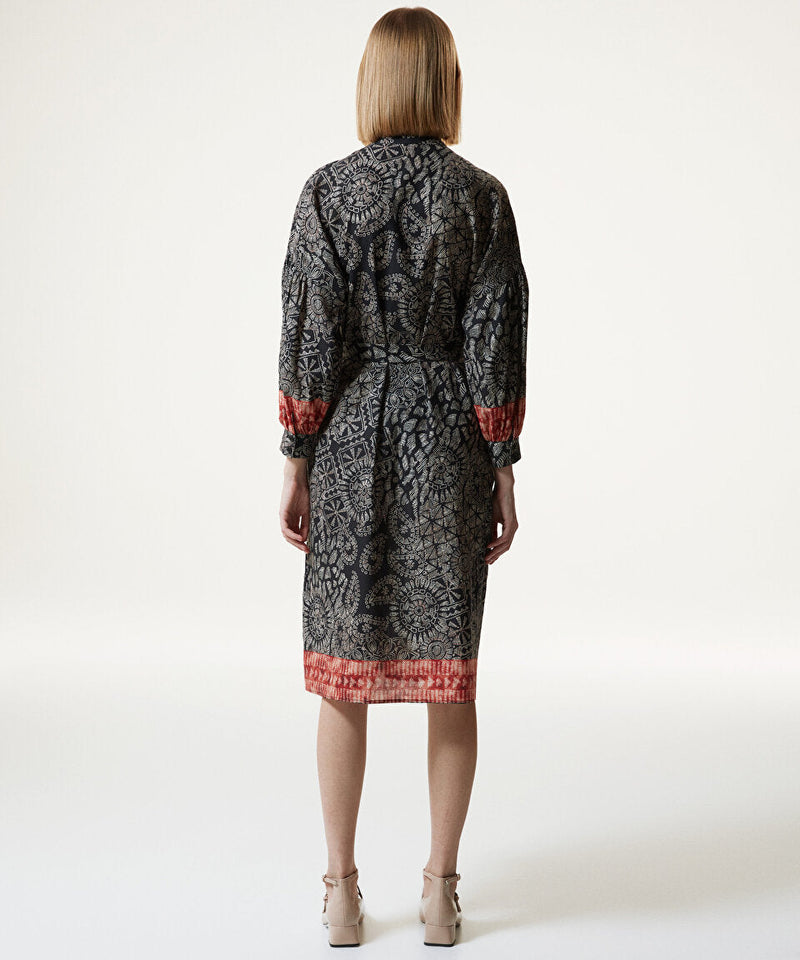 Machka Paisley Printed Shirt Dress Black