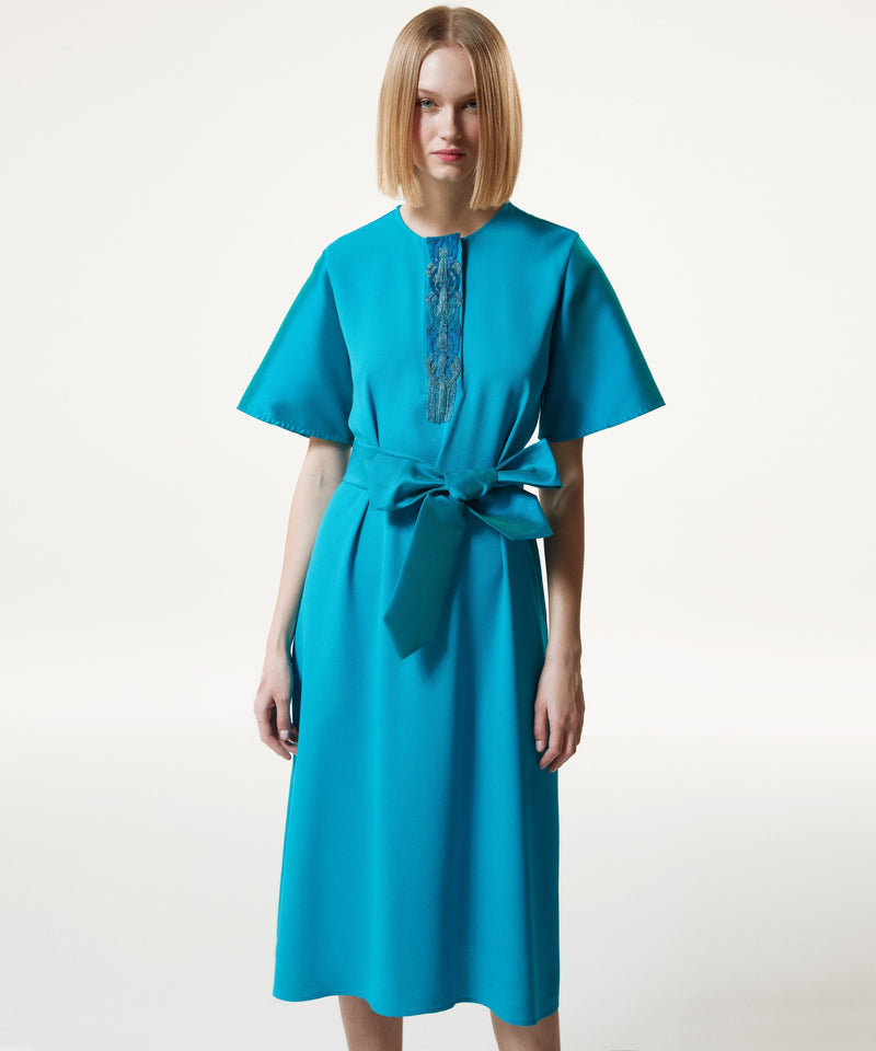 Machka Bead Embellished Crepe Dress Turquoise