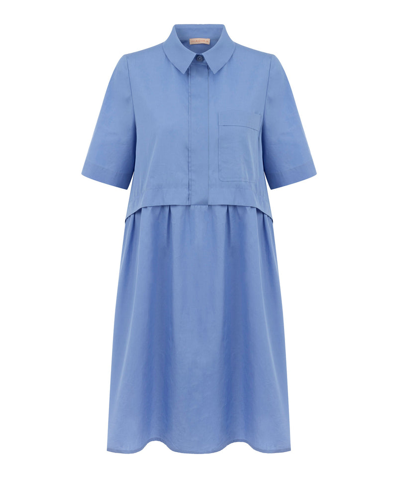 Machka Shirt Sleeve Shirt Dress Blue