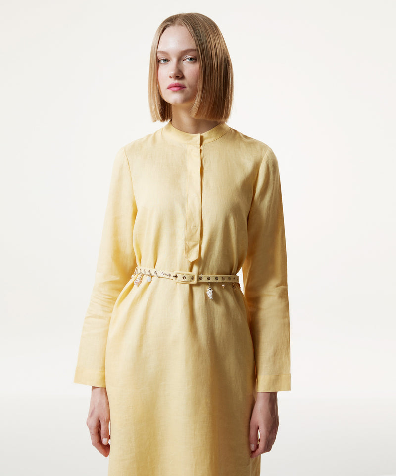 Machka Judge Collar Linen Dress Yellow