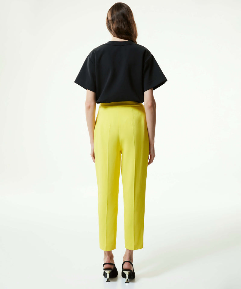 Machka Crepe Cigarette Fit Trousers Yellow