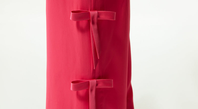 Machka Wide Leg Fit Trousers With Bow Fuchsia