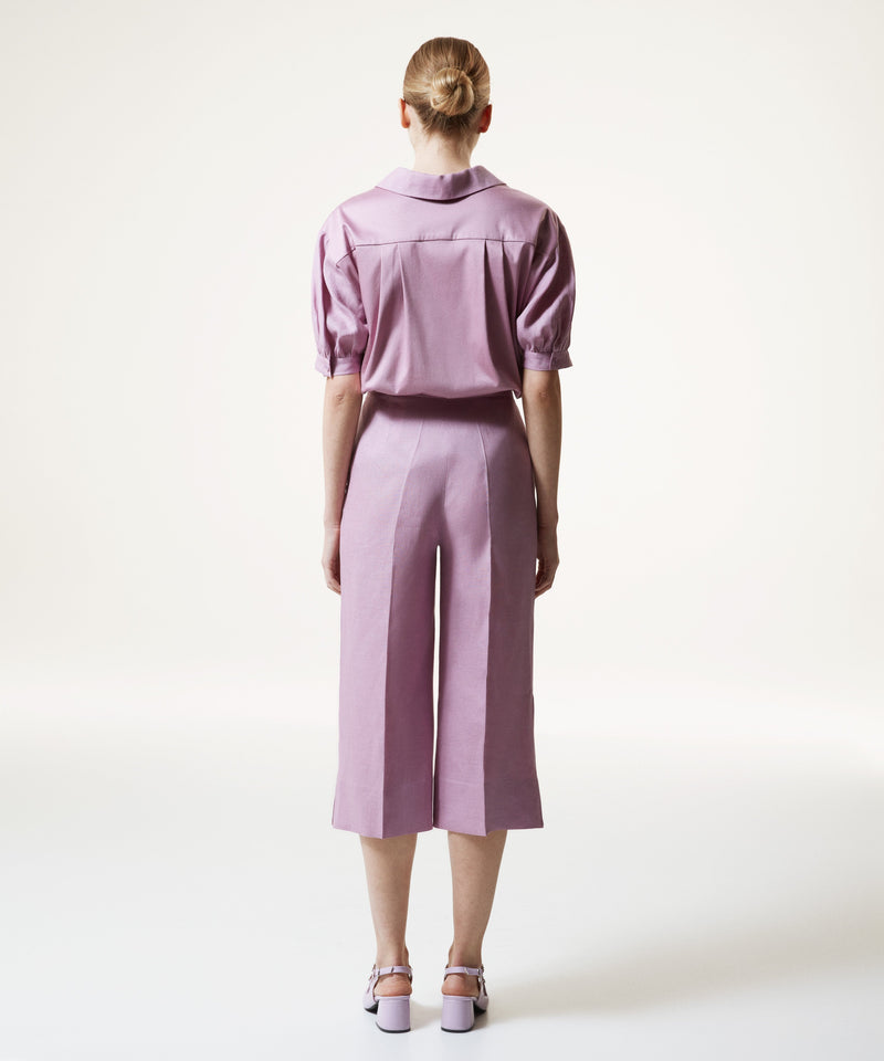 Machka Straight Fit Linen Trousers Lilac