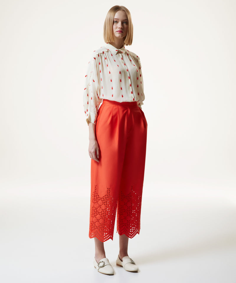 Machka Embroidered Poplin Trousers Pomegranate