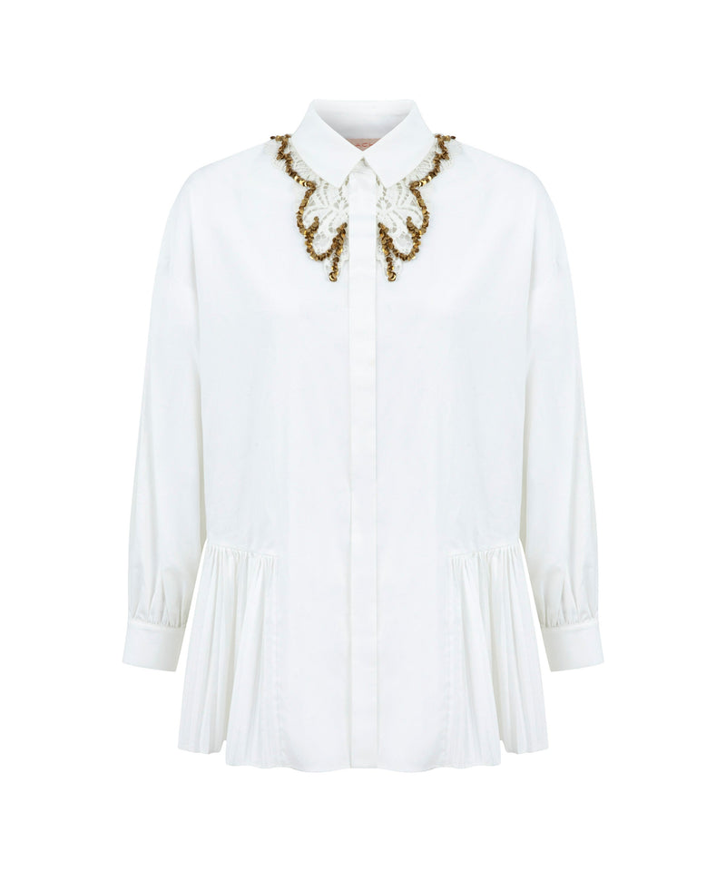 Machka Poplin Shirt With Detachable Lace Collar White