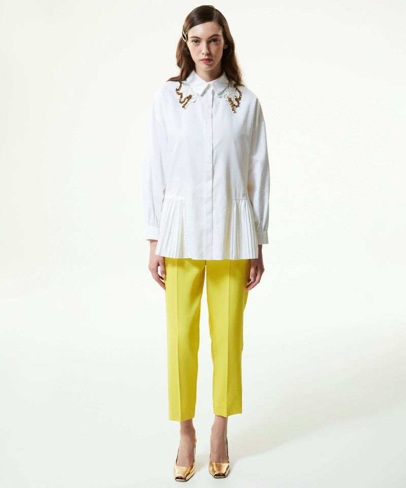 Machka Poplin Shirt With Detachable Lace Collar White