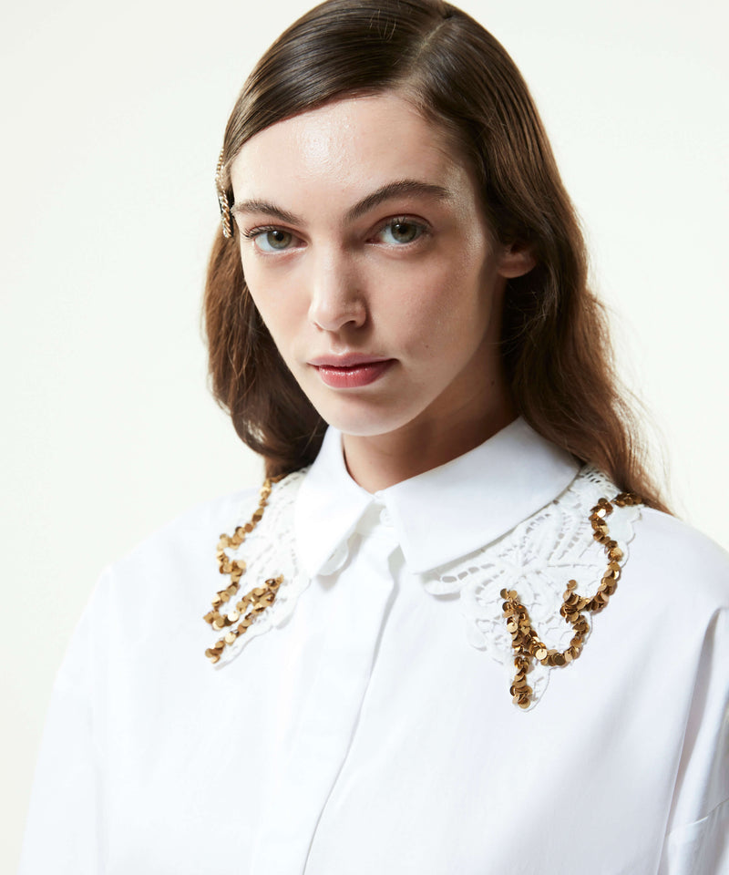 Machka Poplin Shirt With Detachable Lace Collar White