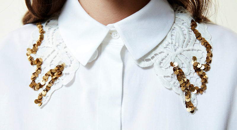 Machka Poplin Shirt With Detachable Lace Collar White