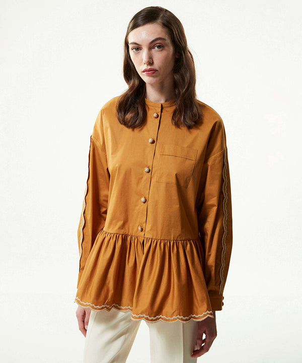 Machka Embroidered Detail Shirt Beige