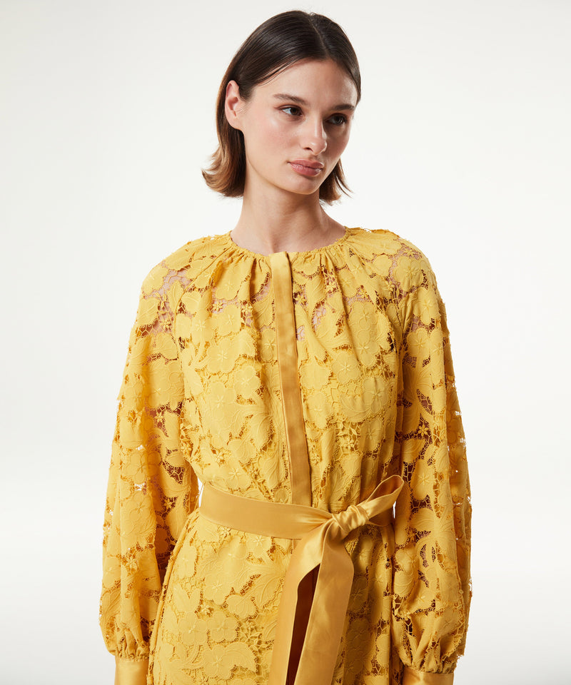 Machka Belted Scallop Dress Yellow