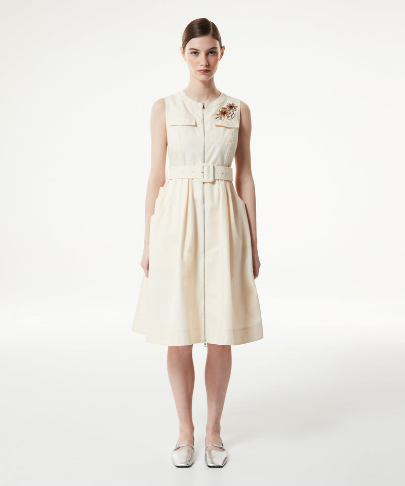 Machka Belted Gabardine Dress Ecru