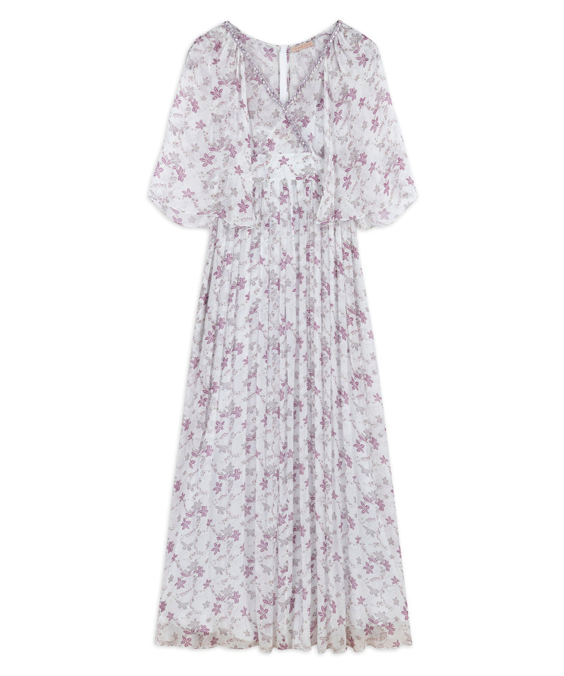 Machka Floral Pattern Stone Striped Dress Lilac