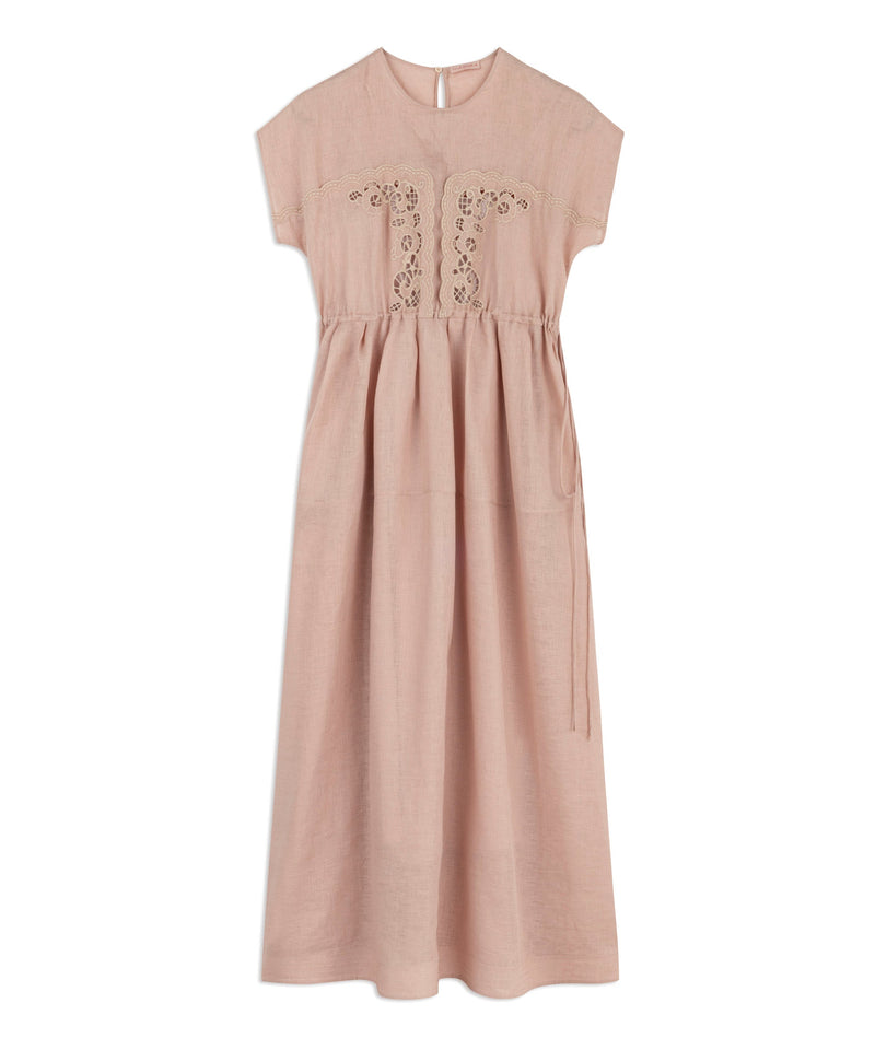 Machka Adjustable Waist Linen Dress Powder