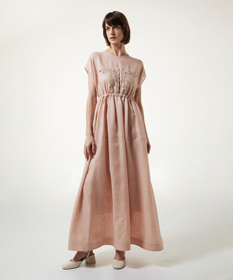 Machka Adjustable Waist Linen Dress Powder