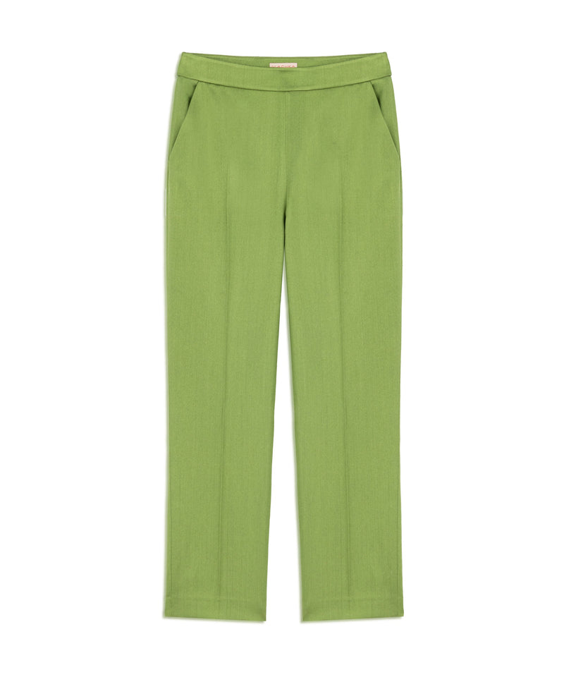 Machka Silk Blend Cigarette Fit Trousers Light Green